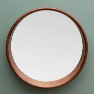 Miroir rond bois brun
