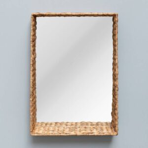 Miroir étagère tressée