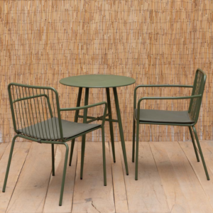 Set Deux Chaises Vertes Extérieur et Table Tikka