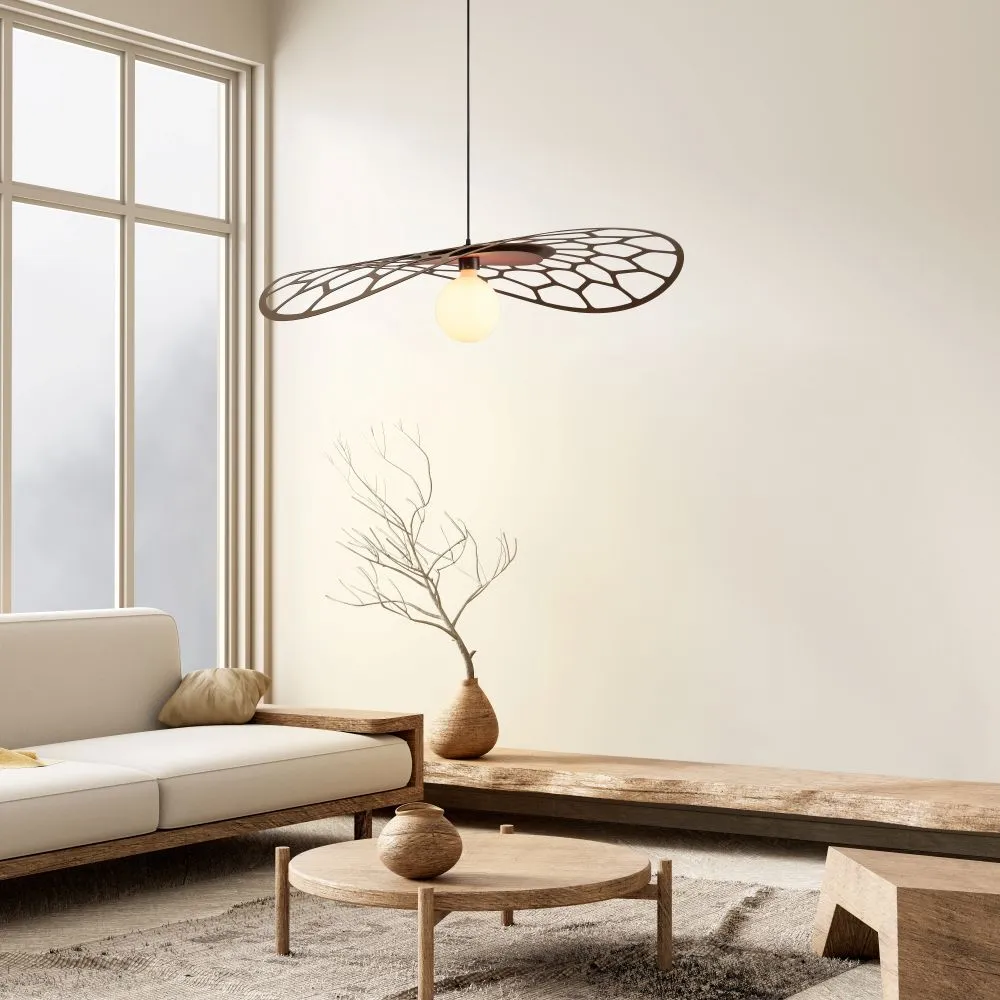 SUSPENSION EOLE 60 CM GRAIN DE LIN+ HAVANA