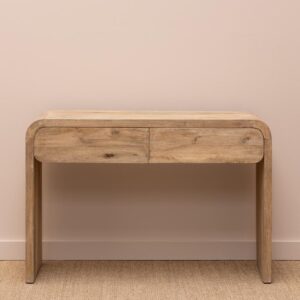 Console 2 tiroirs LOSAIL Manguier 120x40cm HT 80.5cm Bois clair