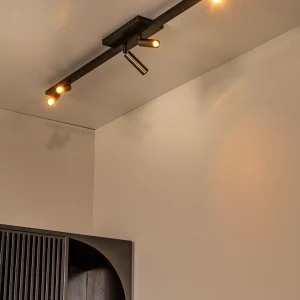 Spot de plafond KEONI noir marron café 6 lumières 119cm Lucide